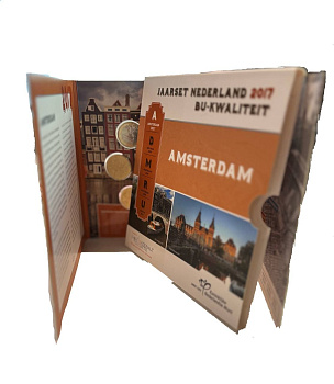 Нидерланды набор из 8 монет (1, 2, 5, 10, 20 и 50 евроцентов; 1 и 2 евро) и жетона монетного двора (половина жетона, вторая половина в жетоне набора 2013 года) 2017 официальный набор, в оригинальной упаковке KM MS200 (344, 345, 346, 347, 348, 349, 350 и 3