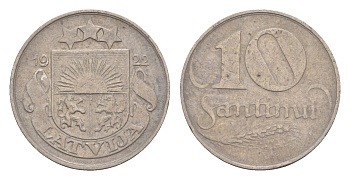 Латвия 10 сантимов 1922 год-тип KM 4 никель 4658-1232