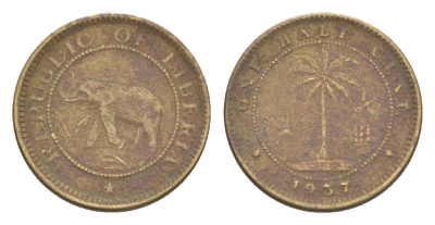 Либерия 1/2 цента 1937 KM 10 латунь 4614-853