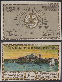 Плён 1 марка ND (1921) DeNG 1064.1 бумага UNC (пресс) 2193-50-2-2