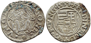 Венгрия 1 денар 1554 К-В, Фердинанд I (1526-1564), мадонна с младенцем серебро 3896-814