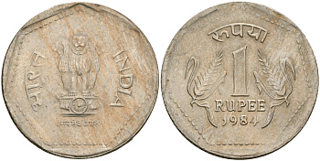Индия 1 рупия 1984  KM 79.1 медно-никель  UNC  4364-4152