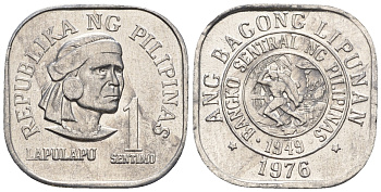 Филиппины 1 сентимо 1976 вождь острова Мактан Лапу-Лапу KM 205 алюминий  UNC  220-1147