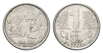 Бразилия 1 сентаво 1997 KM 631 нержавеющая сталь 4664-515
