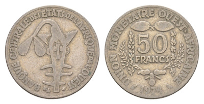 Западная Африка (BCEAO) 50 франков 1974 KM 6 медно-никель 4655-822
