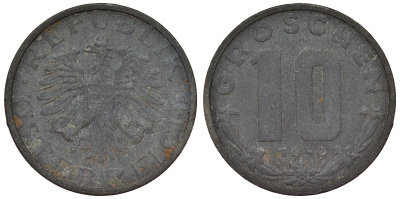 Австрия 10 грошей 1949 KM 2874 цинк 4119-427