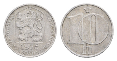 Чехословакия 10 геллеров 1975 KM 80 алюминий 4632-452