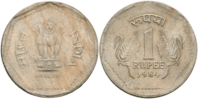 Индия 1 рупия 1984  KM 79.1 медно-никель  UNC  4364-4152
