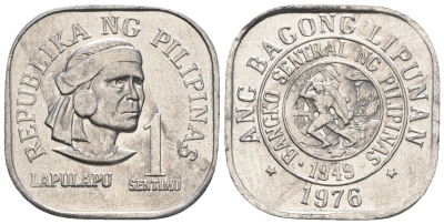 Филиппины 1 сентимо 1976 вождь острова Мактан Лапу-Лапу KM 205 алюминий  UNC  220-1147