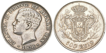 Португалия 500 реалов 1908 Мануэл II (1908-1910) KM 547 серебро 272-1741