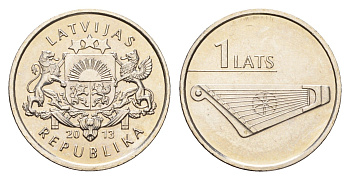 Латвия 1 лат 2013 Кокле KM 142 медно-никель UNC 4679-413