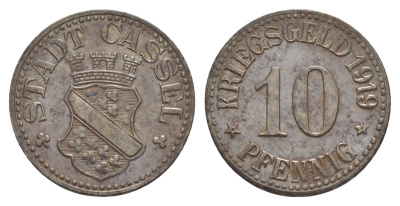 Кассель 10 пфеннигов 1919 Funck 78.5, Men05 4315.1, Men18 5479.1 железо 4637-1133