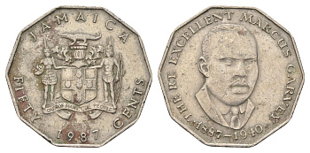 Ямайка 50 центов 1987 Маркус Гаврей (1887-1940) KM 65 медно-никель 4661-1124