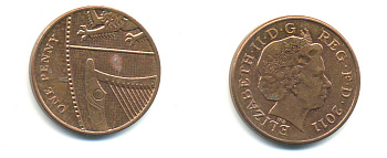 Великобритания 1 пенни 2011 Елизавета II (1952-2022) KM 1107, Spink B6 сталь плакированная медью 177-1236