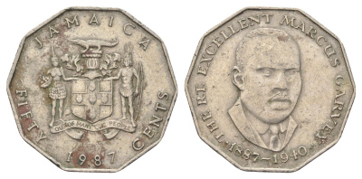 Ямайка 50 центов 1987 Маркус Гаврей (1887-1940) KM 65 медно-никель 4661-1124