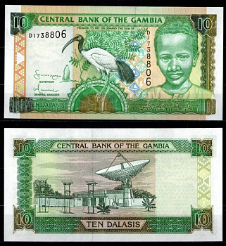 Гамбия 10 даласи ND (2001-2005) Pick 21 c бумага UNC (пресс) 7214-31-2-2