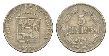 Венесуэла 5 сентимо 1958 Y 38.1 медно-никель 4613-263