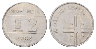 Индия 2 рупии 2006 KM 326 нержавеющая сталь UNC 4656-214