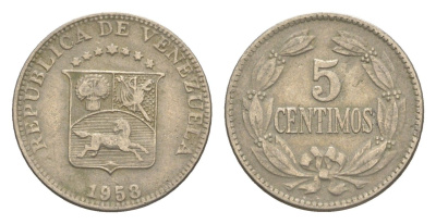 Венесуэла 5 сентимо 1958 Y 38.1 медно-никель 4613-263