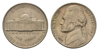 США 5 центов 1948 Джефферсон KM A192 медно-никель 4674-524