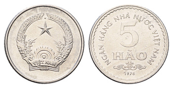 Вьетнам 5 хао 1976 год-тип KM 13 алюминий UNC 4674-1147