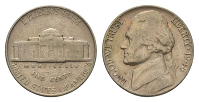 США 5 центов 1948 Джефферсон KM A192 медно-никель 4674-524