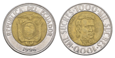 Эквадор 1000 сукре 1996 KM 99 биметалл 4637-157