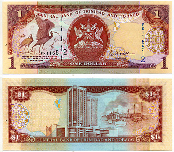 Тринидад и Тобаго 1 доллар 2006 подпись 8, номер синий, TDLR Pick 46 бумага UNC (пресс) 2197-15-3-2