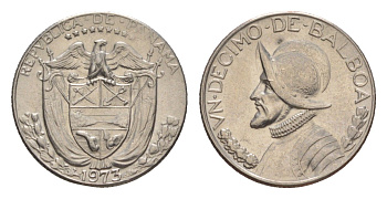 Панама 1/10 бальбоа (10 сентесимо) 1973 KM 10 медь плакированная медно-никелем UNC 4644-141