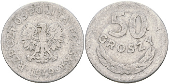 Польша 50 грошей 1949 KM 44а, Parchimowicz 209b алюминий 4364-1651