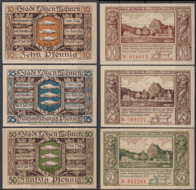 Летцен полный набор из 3 нотгельдов (10, 25 и 50 пфеннигов) 1920-1921 DeNG 2 814 бумага UNC (пресс) 7556-49-4-1