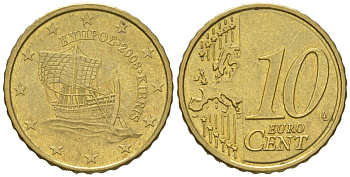Кипр 10 евроцентов 2008 KM 81 нордик 4538-357