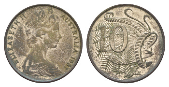 Австралия 10 центов 1981 Елизавета II (1952-2022), птица лирахвост KM 65 медно-никель 4525-431