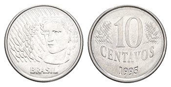 Бразилия 10 сентаво 1995 KM 633 нержавеющая сталь UNC 4644-443