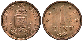 Нидерландские Антилы 1 цент 1973 Юлиана (1948-1980) KM 8 бронза UNC 4118-444
