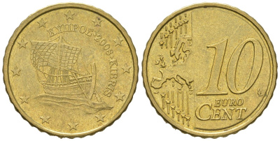 Кипр 10 евроцентов 2008 KM 81 нордик 4538-357