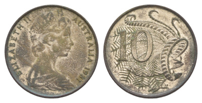 Австралия 10 центов 1981 Елизавета II (1952-2022), птица лирахвост KM 65 медно-никель 4525-431