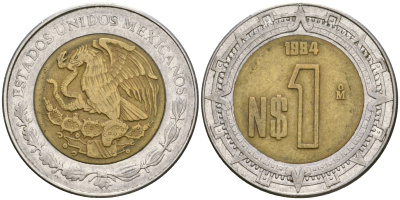 Мексика 1 песо 1994 KM 550 биметалл 4364-451