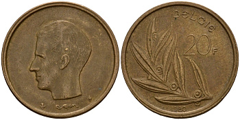 Бельгия 20 франков 1980 Belgie, Бодуэн I (1951-1993) KM 160 никель бронза 4599-214