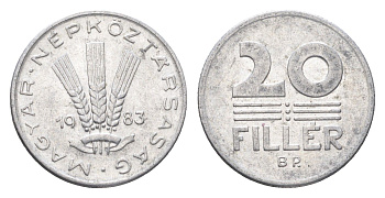 Венгрия 20 филлеров 1983 BP KM 573 алюминий 4665-1216