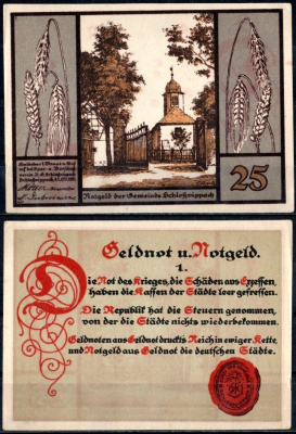 Гросрудештедт (Тюрингия) 25 пфеннигов 1921 Mehl Grabowski 485.1-1/3 бумага UNC (пресс) 7553-22-3-1