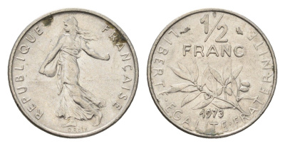 Франция 1/2 франка 1973 сеятель KM 931.1 никель 4674-624