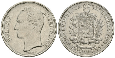Венесуэла 2 боливара 1967 Симон Боливар KM 43 никель 81-346