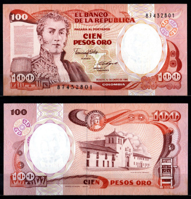 Колумбия 100 песо 1986 Pick 426 b бумага UNC (пресс) 7191-49-3-1