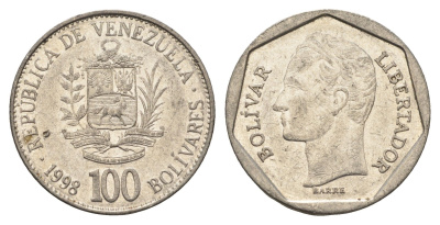 Венесуэла 100 боливаров 1998 Симон Боливар Y 78.1 сталь плакированная никелем 4662-1012
