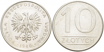 ПОЛЬША 10 ЗЛОТЫХ 1986 MW KM 152.1 медно-никель 4519-957
