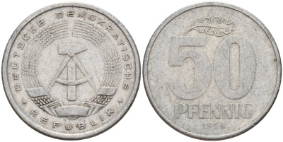 ГДР 50 пфеннигов 1958 A KM 12.1 алюминий 98-1245