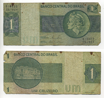 БРАЗИЛИЯ 1 КРУЗЕЙРО 1980 СЕРИЯ В 16623, ПОДПИСЬ 20, ГОЛОВА СВОБОДЫ Pick 191Ac бумага 6289-26-1-2
