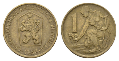 Чехословакия 1 крона 1984 Женщина сажает липовое дерево KM 50 алюминиевая бронза 3336-1057