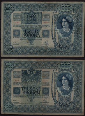 Австрия 1000 крон 1902 Женщина, австрийское знаме, с печатью Pick 8 бумага 7547-91-2-2